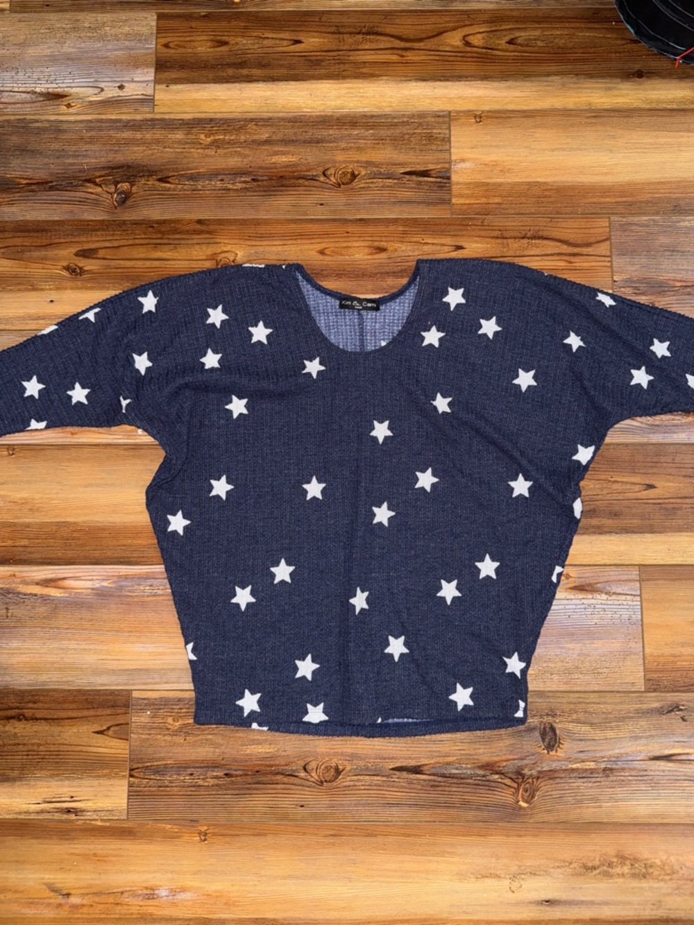 Kim & Cami Navy and White Star Print Top